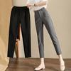 Pantalones de traje finos microelásticos de nueve puntos para mujer, estilo coreano primavera y verano, pantalones cigarette, pantalones estrechos, diseño de bolsillo, pantalones rectos con cintura elástica