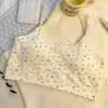 Camisole Sutiã de Algodão Puro para Meninas Doce Versátil Roupa Íntima com Alças Fixas e Bojo Integrado Camiseta Regata Estudante