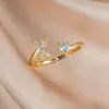 Anillo con Letra de Oro Rosa Nuevo de Amazon Transfronterizo Anillo Abierto con Diamante Blanco Joyería de Mano Anillo Único Personalizado Venta al por Mayor