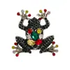 Broche de Rana de Diamantes de Colores Retro Transfronterizo Diseño de Alta Gama Accesorios de Corsage de Animales con Pedrería Accesorios de Moda Europeos y Americanos