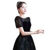 Vestido de Noite para Exame de Arte Negra para Mulheres 2026 Novo Estilo Elegante para Banquete Hostess Saia Longa para Mulheres com Temperamento Elegante