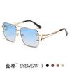 2025 Nuevas Gafas de Sol Retro Europeas y Americanas de Doble Puente con Caja Moda para Hombre Gafas de Sol con Cabeza de Leopardo Trendy para Mujer Venta al por Mayor Transfronteriza