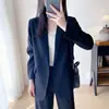 ¡La Marca Th! Traje Formal Profesional de Manga Larga Estilo Francés para Mujeres que Van al Trabajo, Chaqueta Traje Casual Holgada de Triacetato para Otoño Temprano para Mujeres