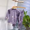 Roupas de Casa Íntimas de Lã Algodão Escovado para Meninos e Meninas Conjunto de Pijama Outono para Bebê Gola Redonda Personalizado