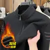 Sudadera Gruesa de Cuello Medio para Papá, Camiseta Forrada de Polar Cálida Todo en Uno para Hombres de Mediana Edad y Mayores, Camiseta Base Ajustada de Terciopelo para Hombre