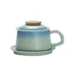Nuevo Juego de Taza y Platillo de Café de Gres Estilo Chino con Degradado, Taza de Agua de Cerámica para el Hogar con Tapa, Taza, Souvenir de Alta Gama