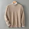 Malha Masculina Outono/Inverno 100% Lã Pura Gola Redonda Camada Base Espessa Camada Base Casual de Negócios