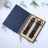Set de Marcapáginas de Sándalo Negro Auspicioso de Dragón y Fénix Estilo Creativo Marcapáginas con Borla Grabado Regalo Empresarial Cultural y Creativo