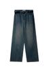 Calça Jeans Branca EVERTRUE Feminina 2024 Início da Primavera Estilo Coreano Cintura Alta Wide Leg com Cinto 66330