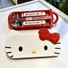 Set de vajilla de tres piezas de Hello Kitty, palillos, cuchara y tenedor portátiles de acero inoxidable de gato KT, set de 3 piezas para comer estilo occidental