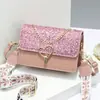 Bolso de Hombro con Lentejuelas para Mujer Modelo Nuevo 2025 Bolso Cuadrado Pequeño con Cadena Bolso Cruzado Regalo para Novia Bolso con Hebilla de Corazón Versátil