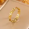 Anillo Personalizado de Moda con Patrón de la Gran Muralla Acero Inoxidable Nuevo Estilo Chino Simple Hueco Patrón Hui Anillo para Dedo Resistente al Color Accesorios para Hombres y Mujeres