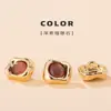 Cárdigan con Botones de Piedra Ojo de Gato, Botones Metálicos de Piedras Preciosas Coloridas de Alta Gama, Botones de Camisa de Lujo Estilo Chanel