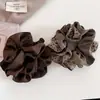 Scrunchie Elegante Estilo Coreano de Cetim Costurado com Estampa de Leopardo para Mulheres, Prendedor de Cabelo Versátil de Ponta Alta Vintage para Rabo de Cavalo Baixo ou Coque