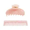 Nuevo Peine Pinza para el Cabello de Acetato Wjia Color Rosa Set Pinza Tiburón para Mujeres Pinza para la Parte Trasera de la Cabeza Accesorio para Cola de Caballo Alta