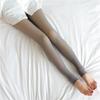 Leggings gruesas de color gris claro de azafata para piernas, otoño e invierno, para uso exterior, pantimedias transparentes falsas, talla grande, forro polar, pantalones transparentes para mujer
