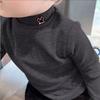 Camiseta Interior de Terciopelo de Media Cuello Alto para Niños y Niñas en Otoño e Invierno, Tops de Dibujos Animados Casuales y Versátiles, Camisetas de Manga Larga para Niños Talla Mediana y Grande