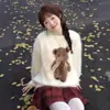 Suéter de Ano Novo Outono e Inverno Tricô Coreano e Japonês Atmosfera Doce e Gentil Cores da Moda para Mulheres