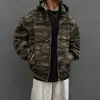Sudadera con capucha camuflaje retro americano, cárdigan casual de otoño moderno de corte holgado para hombre, chaqueta de béisbol para pareja