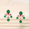 Novos brincos de luxo de alta qualidade Super Flash Full Diamond Zircon Ins Brincos em forma de leque de alta qualidade Brincos atmosféricos de luxo banhados a ouro
