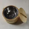 Balde de madeira para arroz isolado, redondo com tampa, uso comercial, recipiente de arroz de sushi para hotel/restaurante, balde pequeno de madeira para servir arroz e louças.