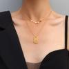 Collar con colgante de estrella de cinco puntas, de doble capa, superpuesto, de acero de titanio, con diseño cuadrado geométrico inglés europeo y americano, para mujer, joyería al por mayor.