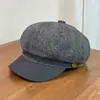 Boina de Lana Gruesa con Puntos de Colores para Mujer, Otoño e Invierno, Adelgazante, Versátil Gorra Octagonal, Circunferencia de Cabeza Grande, Gorra Cálida de Boina de Periódico para Pintor