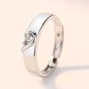 Anillo de pareja abierto simple de plata esterlina s925 con estampado de corazón a corazón, Día de San Valentín para novia, moda, lujo ligero, anillo de par