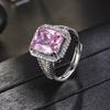 Amor diamante rosa brilla brillante piedra anillo de apertura lujo ligero forma de corazón libro rojo explosiones transfronterizas Amazon joyería para mujer
