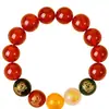 Pulsera de ágata roja natural al por mayor del Dios de la Riqueza de Cinco Vías, nueva tendencia china, pulsera roja popular para hombres, mujeres y parejas en su año zodiacal
