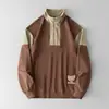 2025 Novo Outono Moletom com Zíper Meia Gola Alta Masculino Peso Pesado Tamanho Grande Marca Tendência Roupas Cor Caramelo