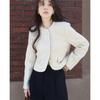Grande Promoção Jaqueta Curta de Lã Estilo Tweed Gola Redonda para Mulheres, Estilo Primavera & Outono, Elegante, Fashion, Conjunto Top de Cor Pura