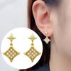 Brincos Coreanos de Trevo de Quatro Folhas em Ouro 18K com Agulha de Prata 925 Brincos Femininos de Alta Qualidade Elegantes Simples Acessíveis de Luxo Brincos de Zircônia Joias