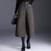 Pantalones de lana tweed de temperamento de pierna ancha para mujer 2026 Otoño/Invierno Nuevos de cintura alta que cubren la cadera Pantalones cortos de moda versátiles casuales