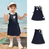 Vestido Balabala para Meninas Saia de Bebê Vestido Colete Polo 2025 Nova Moda de Verão Estiloso Doce e Moderno
