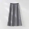 Nueva colección de otoño: falda larga de lana de alta gama para mujer, mezcla de acetato y lana, de cintura alta, línea A adelgazante, larga hasta la rodilla