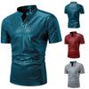 2025 Verano Comercio Exterior Nuevo Camisa Polo Casual de Manga Corta Brillante para Hombre Camisa de Manga Corta Holgada con Cuello en V para Hombre