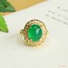 Anillo de Calcedonia Verde Natural Aiyu Anillo de Ágata Cristal Joyería Vintage Venta al por Mayor en Vivo Dropshipping S090102L