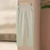 Pantalones casuales de cuadros de cintura alta para otoño e invierno para mujeres de mediana edad y mayores, con cintura elástica, corte recto holgado, talla grande, cómodos y cálidos