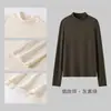 Camisa Base Feminina de Lã Merino com Gola Alta Meia-Manga, Estilo Novo, Leve, Confortável, Versátil, Modeladora, Adequada para Roupas de Exterior e de Baixo, Outono