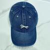 Nicho de renda Denim boné de beisebol Japonês doce bonito arco de malha chapéu de sol cap repicado