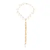Collar Largo de Cadena Metálica de Cobre con Borla en Forma de Y de Alto Nivel Transfronterizo Europeo y Americano Moda CCB Colgante de Perla Redonda Bola Accesorios para Mujeres