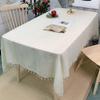 Toalha de Mesa Cor Sólida Nórdica Tecido para Mesa de Jantar Rústico Borla Estilo Country Americano Capa Retangular Doméstica Fornecimento Direto da Fábrica