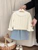 Camiseta Base de Primavera para Niña Dulce Linda Coreana Bebé Top de Punto Estilo Occidental Bebé Suéter con Cuello de Encaje
