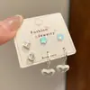 Pendientes de Corazón Dopamina Mariposa Flor de Circonita Set de Tres Piezas para Mujer con Agujas de Plata, Pendientes Dulces de Frutas Estilo Girly
