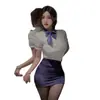 Lencería sexy Binaier, uniforme sexy de azafata para mujer, atuendo seductor de secretaria, atuendo sexy profesional para juegos de rol