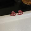 Pendientes de clip de oreja con forma de corazón, estilo retro Angla, color rojo, hueco, para mujer, de lujo, sencillos y de alta gama.