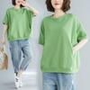 Camiseta plus size que cobre a barriga, camiseta folgada, emagrecedora e redutora de idade, cor sólida, combinando, meia manga, verão 2022, nova