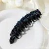 Nuevo Clip de Plátano de Moda con Garras Fijas Totalmente Incrustado con Diamantes para Atar el Cabello en Verano Pasador para Cola de Caballo Alta Accesorios para el Cabello en Stock