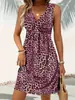2025 Primavera y Verano Ropa Nueva Transfronteriza Europea y Americana Amazon Estación Independiente Vestido de Mujer con Estampado de Leopardo Twist para Mujer